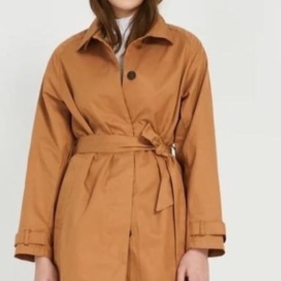 Frank and Oak Water Repellent Belted Trench Coat - XS - Tan/Brown - Picture 1 of 5